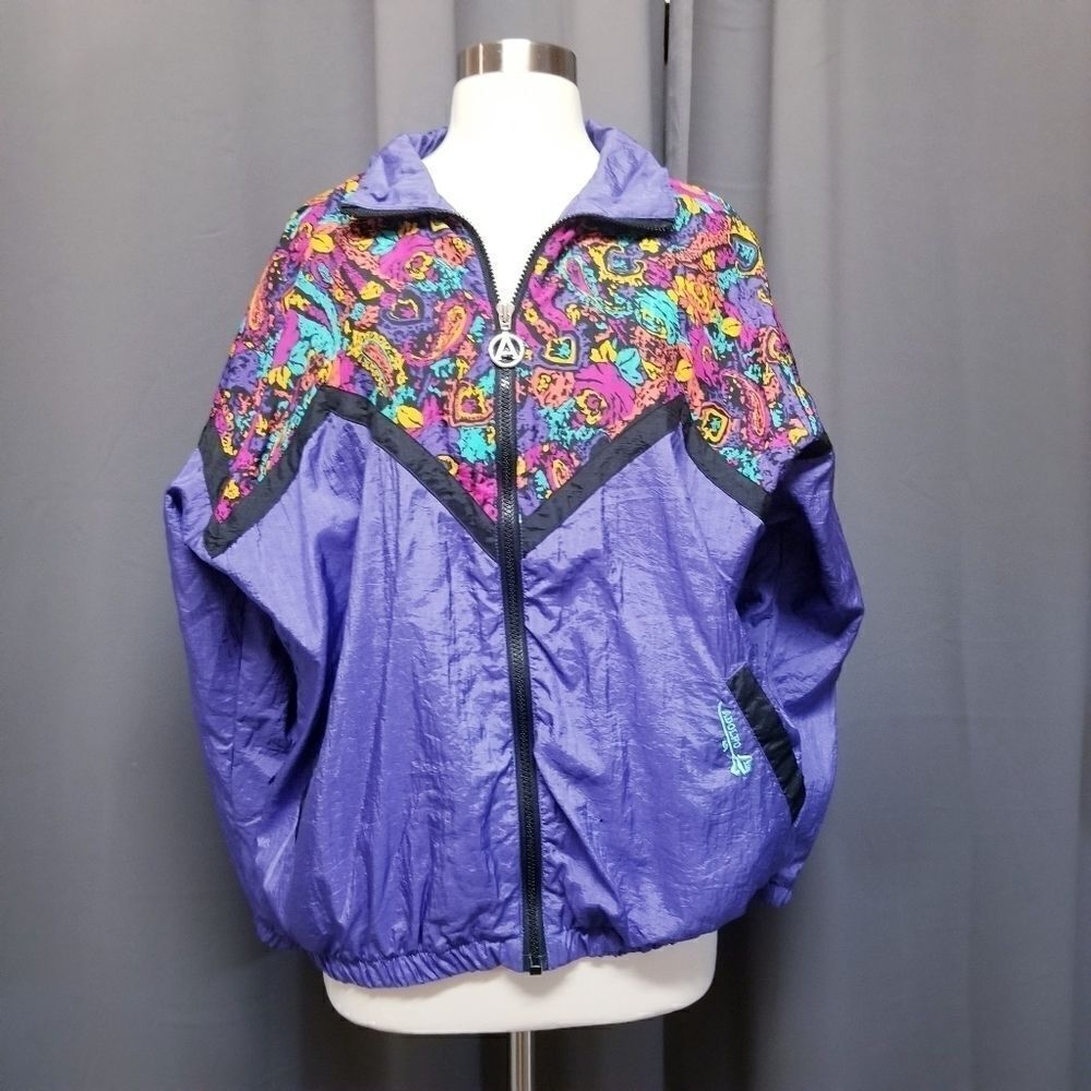 Vintage 80s Retro Swishy Track Trap Jacket‎ Md